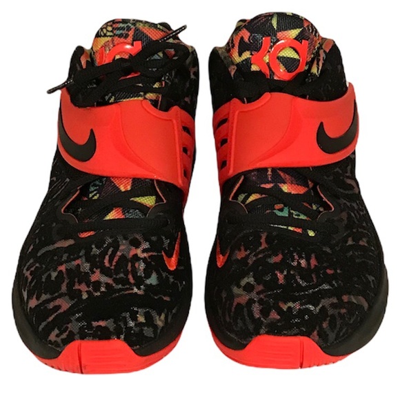 NIKE KD 14 EP KY-D BLACK BRIGHT CRIMSON YELLOW STRIKE CZ0170-002 MEN 8 WMN 9.5 - Picture 1 of 8